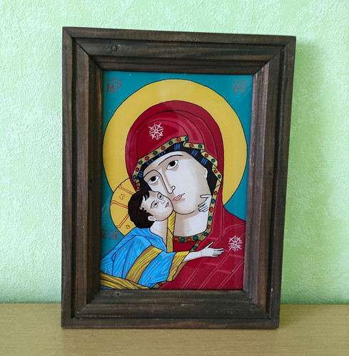 Ikone auf glas maria mit - maria,