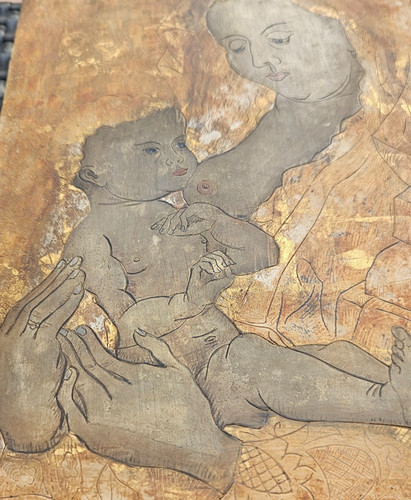 Tempera auf holz - auf, vintage