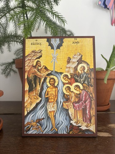 Orthodoxe ikone taufe - taufe, christi