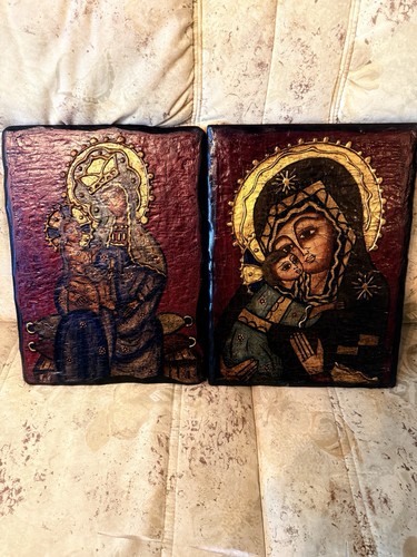 Alte ikonen auf holz madonna - alte,